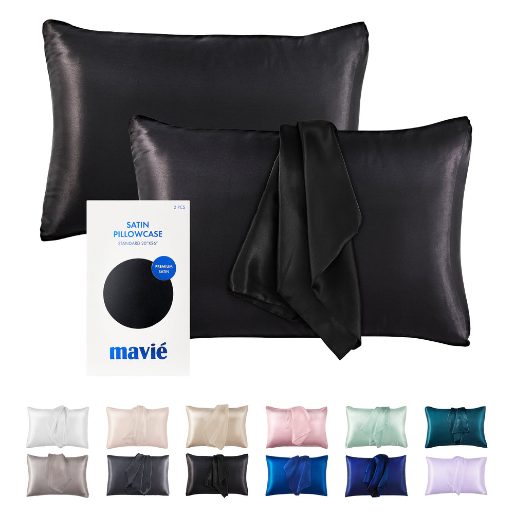 Satin Pillowcase Set of 2 – Standard Size 20” x 26”__Black