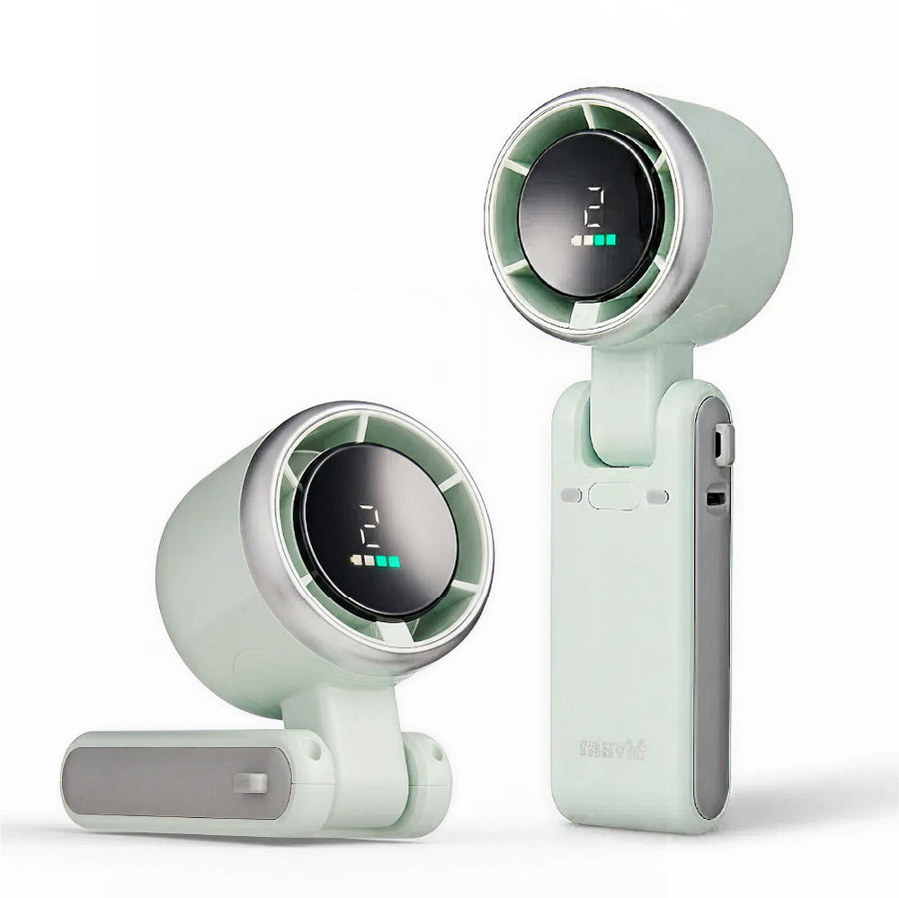 Ultra Mini Portable Fan, Powerful Pocket-Sized Handheld Fan, Rechargeable Personal Fan with 5 Speeds, LED Display, Long Battery Life for Travel & Makeup__Mint