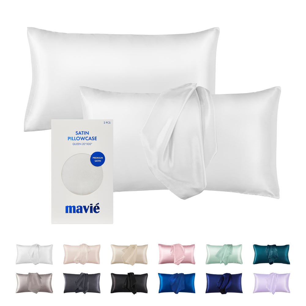 Satin Pillowcase Set of 2 – Queen Size 20" x 30"__Pure White