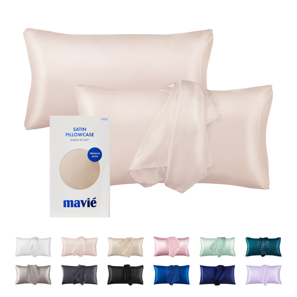 Satin Pillowcase Set of 2 – Queen Size 20" x 30"__Beige